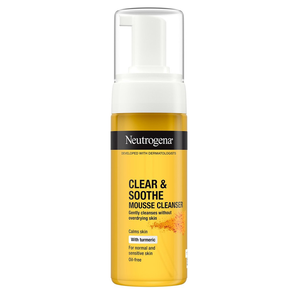 neutrogena-clear-and-soothe-mousse-cleanser فوم شستشوی صورت زردچوبه نیتروژنا