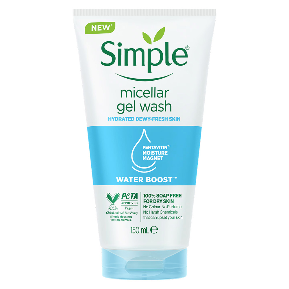 simple-water-boost-micellar-gel-facial-wash ژل شستشوی صورت سیمپل مدل واتر بوست (Simple Water Boost Micellar Gel Facial Wash)