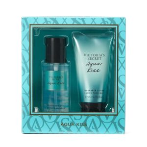 ست هدیه بادی میست و لوشن ویکتوریا سکرت مدل Aqua Kiss (بوسه آبی)