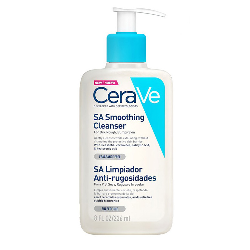 cerave-sa-smoothing-cleanser ژل شستشوی سراوی مدل Sa Smoothing - لایه بردار مناسب پوست های ناهموار و خشک